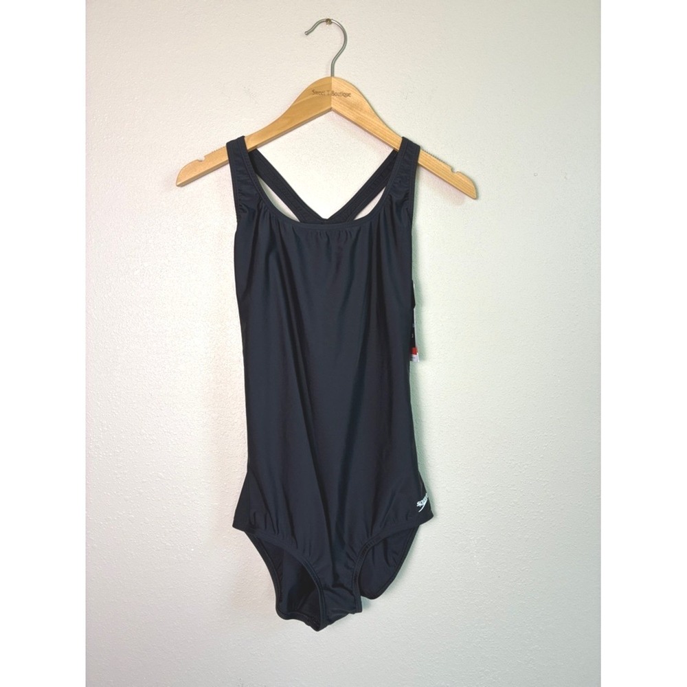 New SPEEDO Size 10 Black UPF 50 Moderate Ultraback PowerFLEX One Piece Swimsuit - Picture 3 of 11